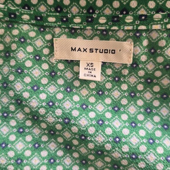 Max Studio Women's Ruffle Crepe High/Low Wrap Midi Dress, Grn/Blue,NWOT, XS - Picture 8 of 9